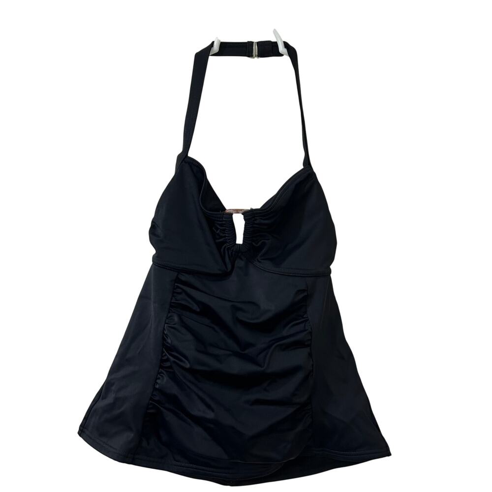 Lands' End Womens Size 6 Black Halter Neck Swim Suit Tankini Top Padded Beach